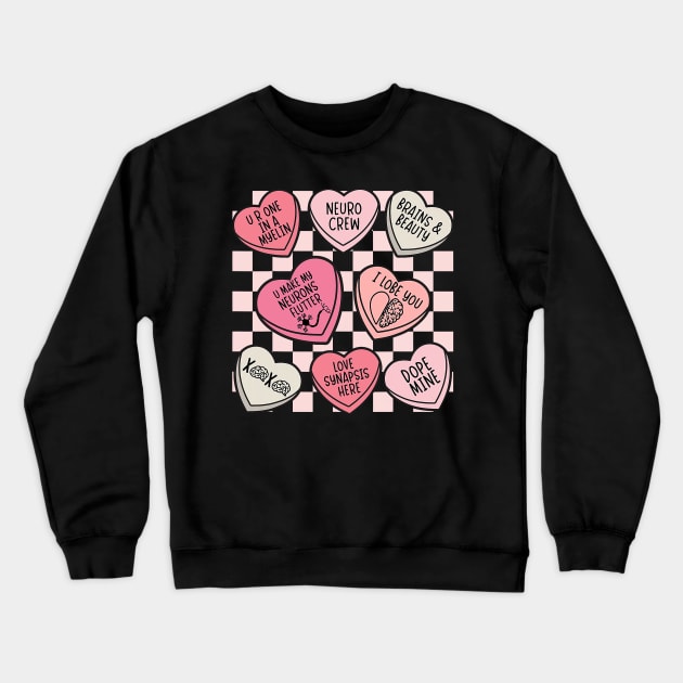 Neurology Nursing Valentines Neuro Nurse Neurologist Brain Crewneck Sweatshirt by Neldy